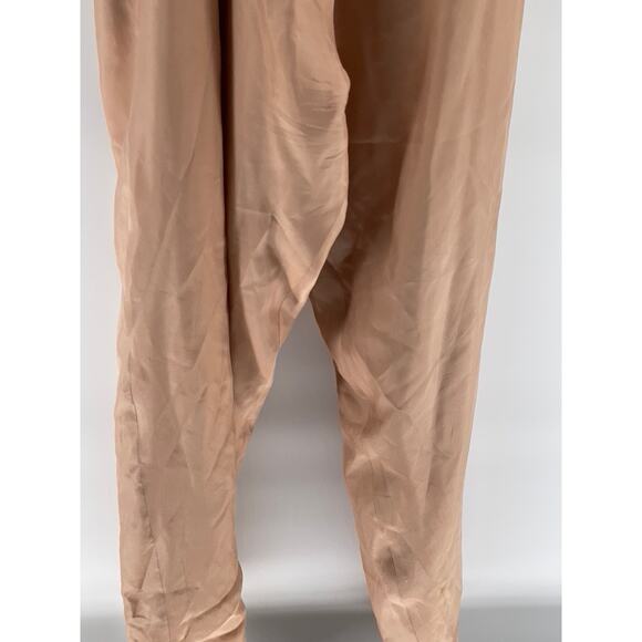 ELECTRIC FEATHERS Women's Beige Silk Relaxed-Fit Sleeveless V-Neck Jumpsuit SZOS - Picture 8 of 11